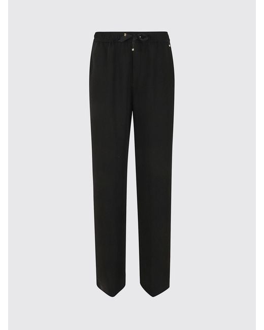Herno Black High-Waisted Jersey Palazzo Trousers With Drawstring