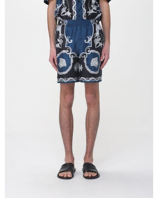 Versace Blue Printed Silk Shorts for men