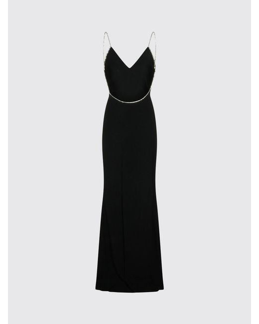 Tom Ford Black Long Satin Evening Gown With Jeweled Straps