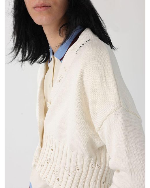 Marni White Distressed Cotton Cardigan