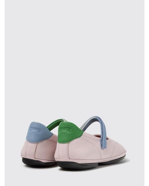 Camper White Twins Abstract Pattern Calfskin Leather Mary Jane Flats