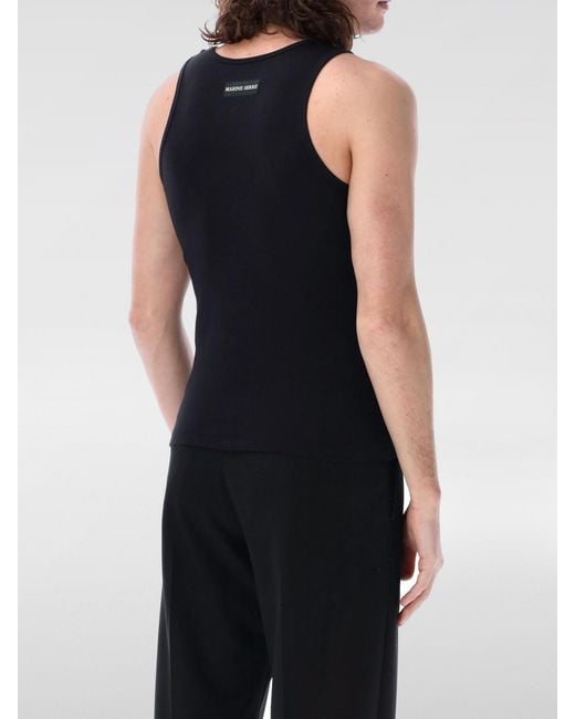 MARINE SERRE Black Organic Cotton Tank Top for men