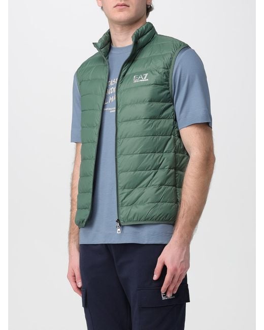 EA7 Green Padded Nylon Vest for men