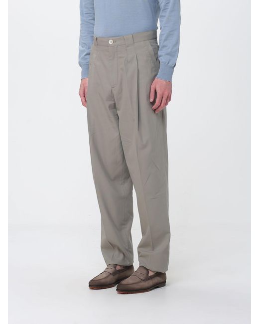 Brunello Cucinelli Gray Cotton Tailored Trousers for men