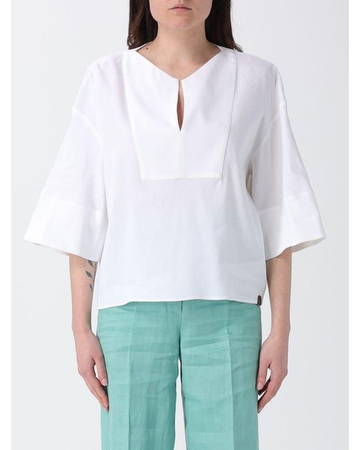 Max Mara Pure White Linen And Viscose Blouse