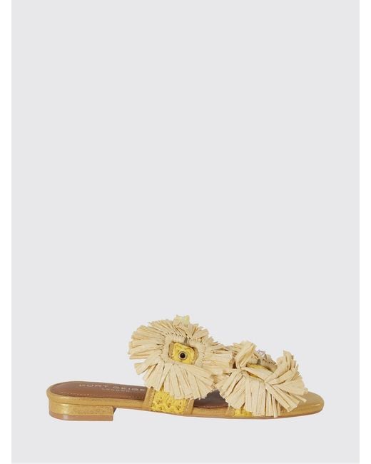 Kurt Geiger Natural Low-Heeled Embroidered Raffia Sandals With Double Strap