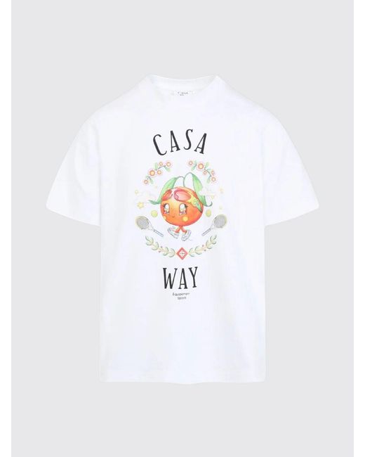 Casablanca White Organic Cotton Printed Short-Sleeve T-Shirt for men