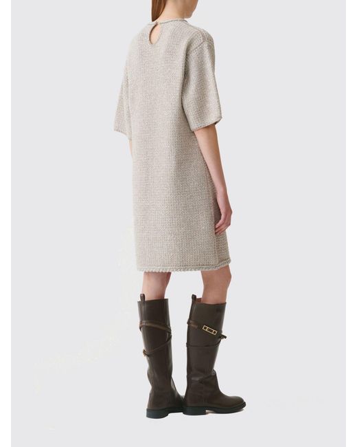Fabiana Filippi Natural Tweed Sheath Mini Dress With Sequin Embroidery