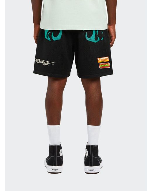 Barrow Black Printed Technical Fabric Sport Shorts for men