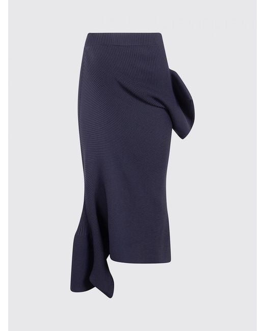 Issey Miyake Blue Asymmetric Hem Crêpe Pencil Midi Skirt