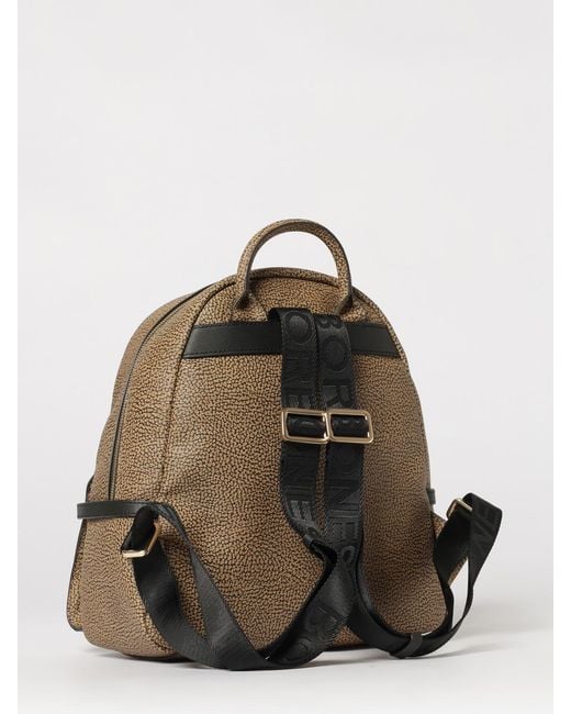 Borbonese Natural Gemini Medium Tasche Aus Nylon Mit Op-Print