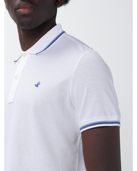 Brooksfield White Cotton Polo Shirt With Logo for men