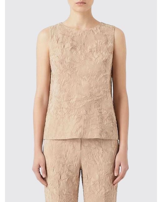 Giorgio Armani Natural Pleated Crêpe Sleeveless Top