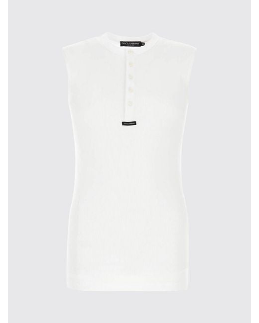 Dolce & Gabbana White Dolce &Amp Gabbana Cotton Tank Top With Logo for men