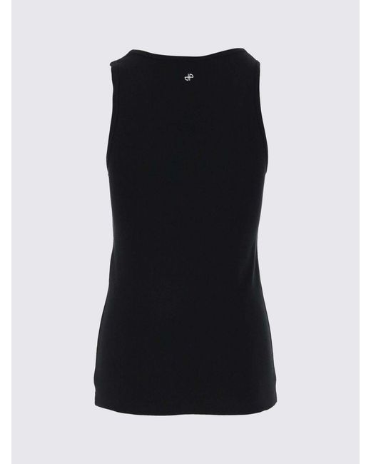 Patou Black Basic Cotton Tank Top With Logo