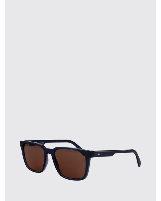 Lacoste White Aviator Acetate Sunglasses With Amber Lenses And Monogram Logo for men