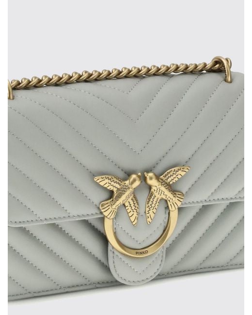 Pinko Gray Love One Mini Chevron Quilted Nappa Bag