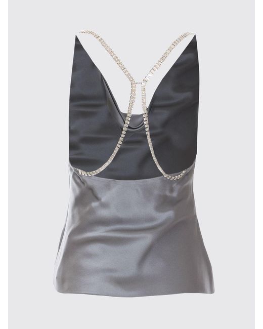 Patrizia Pepe Gray Silk Top With Rhinestones