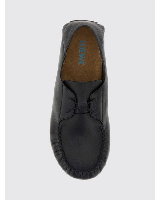 Loewe White Rambla Smooth Calfskin Driver Loafers With Round Toe for men