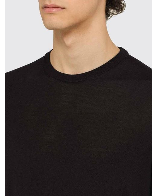 Drumohr Black Long-Sleeved Crew-Neck Sweater With Ribbed Cuffs And Hem for men