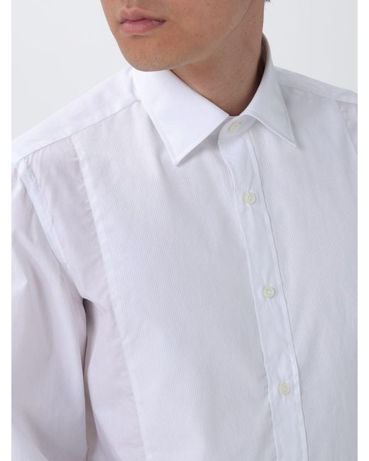 Luigi Borrelli Napoli White Cotton Poplin Shirt for men