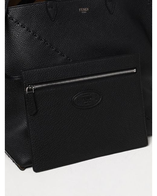 Borsa Diagonal Shopping Large Selleria di Fendi in Black da Uomo