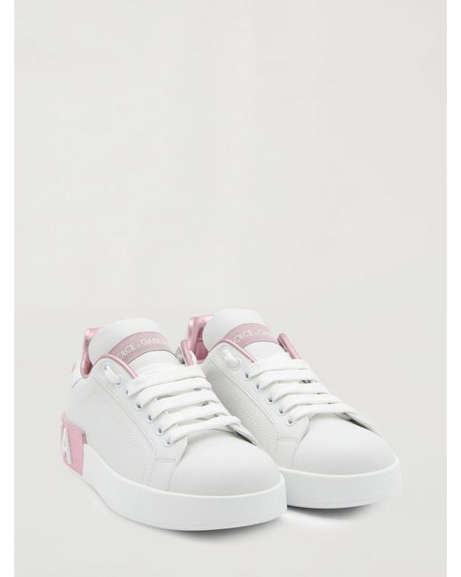 Dolce & Gabbana White Dolce &Amp Gabbana Portofino Leather Sneakers