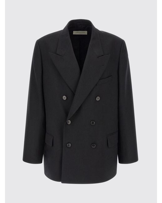 Dries Van Noten Black Wool And Mohair Double-Breasted Blazer for men