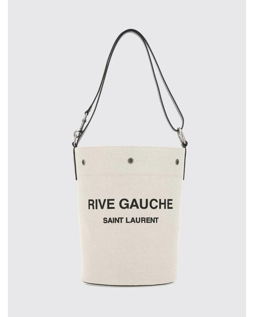 Saint Laurent White Rive Gauche Linen Bucket Bag for men