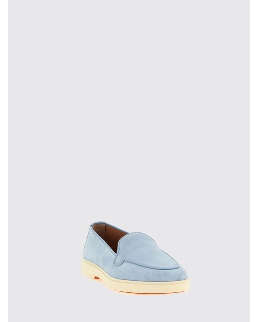 Santoni Blue Suede Loafer
