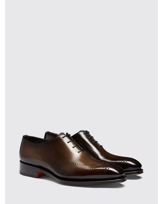 Santoni White Leather Lace-Up for men