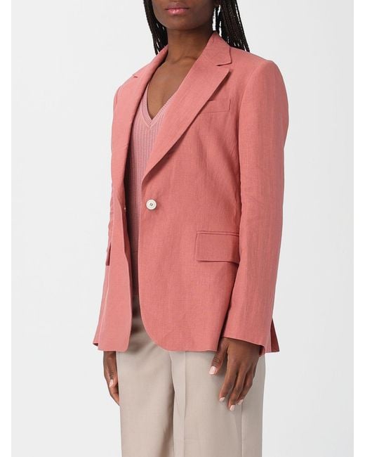 Eleventy Pink Single-Breasted Linen Blazer