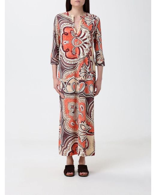 Maliparmi White Hippie Lotus Printed Tunic Dress