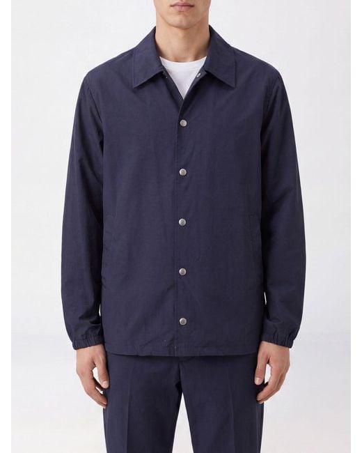 Dries Van Noten Blue Technical Fabric Shirt Jacket With Elasticated Cuffs for men