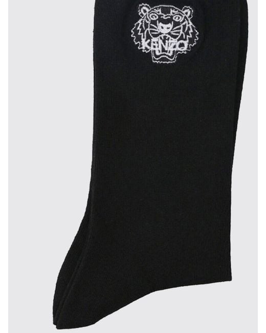 KENZO Black Tiger Paris Logo Cotton Socks for men