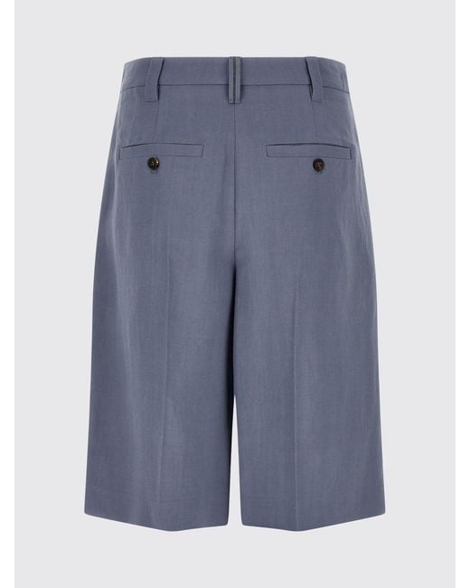 Brunello Cucinelli Blue Linen Blend Tailored Shorts