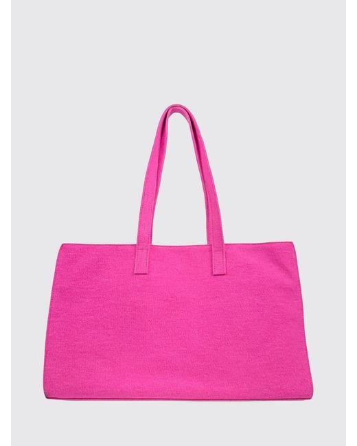GIMAGUAS Pink Embroidered Cotton Shopping Bag With Studs And Double Handle