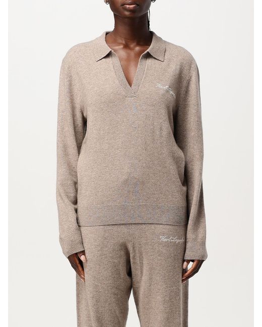 Karl Lagerfeld Natural Cashmere Vneck Knit Sweater