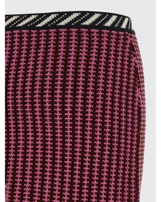 Versace Red Geometric Pattern Virgin Wool Knit Pencil Miniskirt