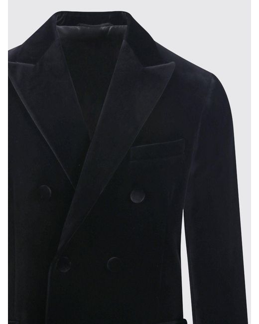 Golden Goose Deluxe Brand Blue Double-Breasted Velvet Blazer for men