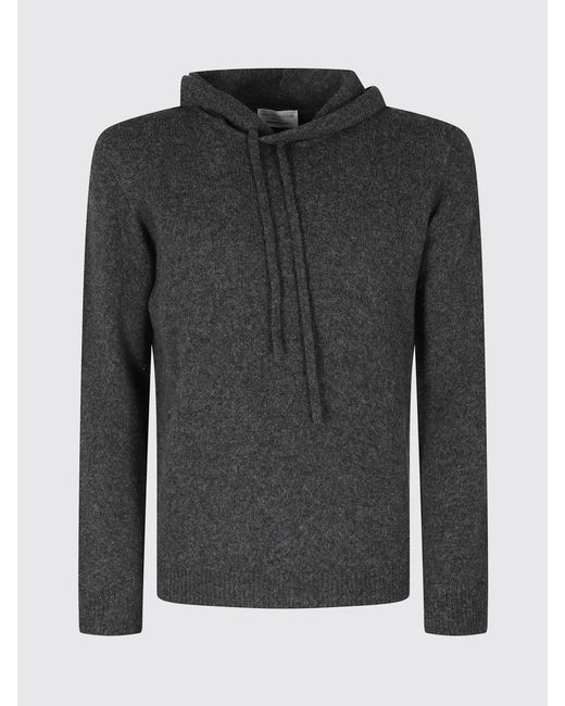 Roberto Collina Gray Merino Wool Knit Hoodie for men