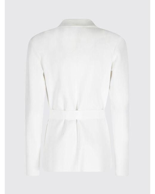 Elisabetta Franchi White Viscose Blend Blazer With Belt
