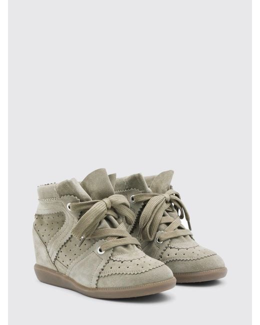 Isabel Marant Gray Bobby Perforated Suede Sneakers