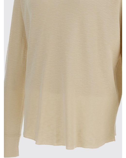 sunflower Blue Long-Sleeved Cotton T-Shirt With Crew Neck for men