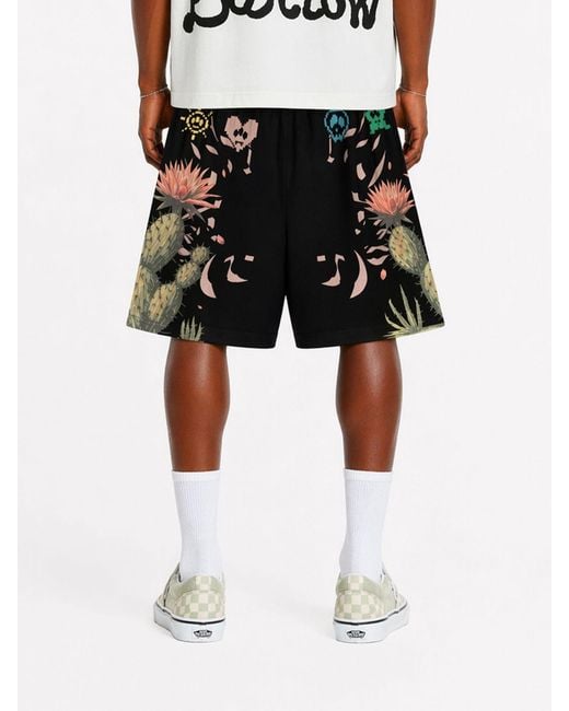 Barrow Black Printed Cotton Shorts for men