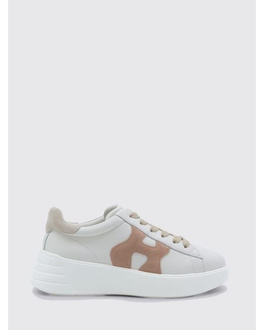 Hogan White Rebel Nappa Leather Sneakers