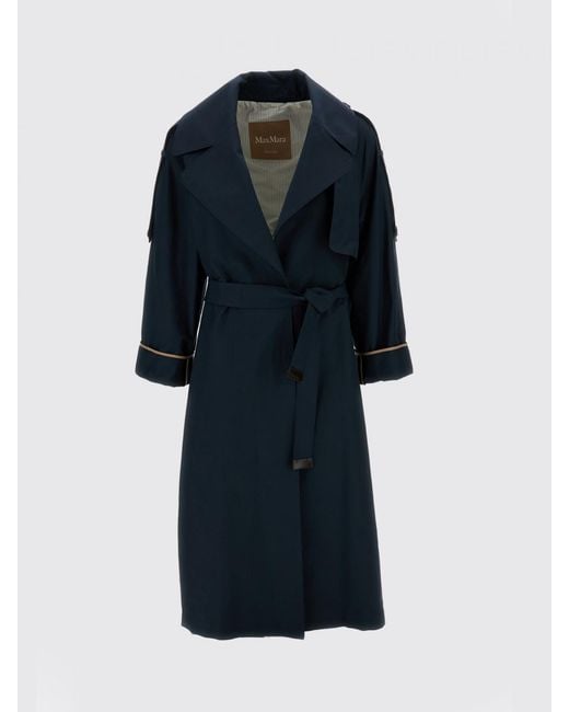 Max Mara Blue Cotton Trench Coat