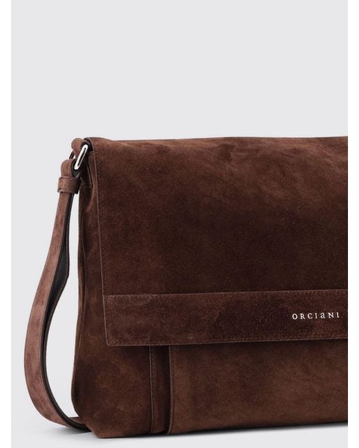 Orciani Brown Suede Shoulder Bag for men