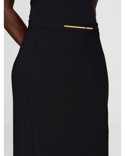 Elisabetta Franchi Black Crêpe Midi Skirt