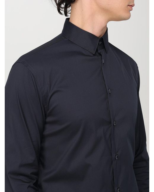 Giorgio Armani Blue Classic Stretch Cotton Shirt for men